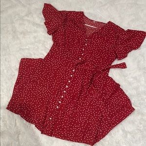 Red Polka dot midi dress